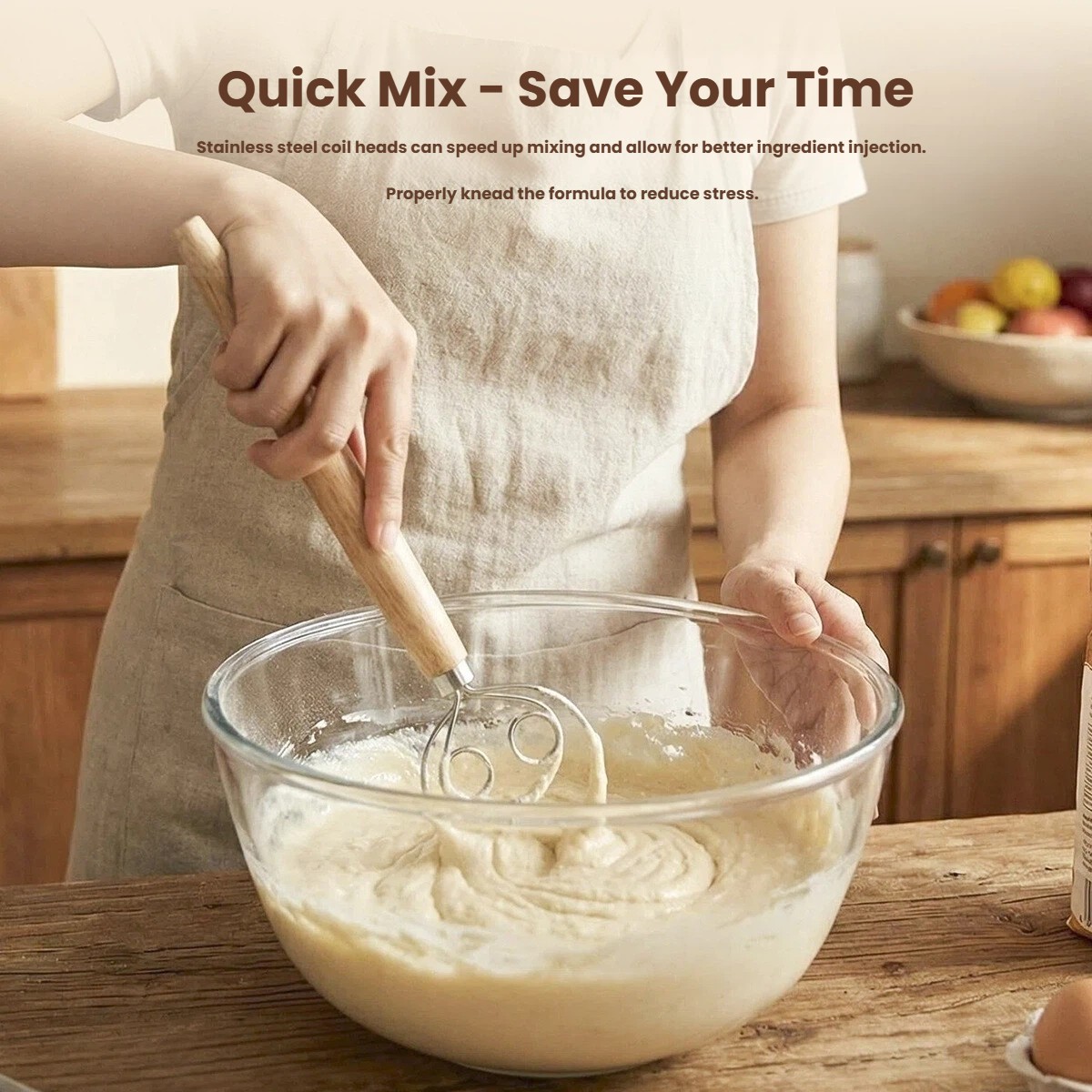 Dough Whisk Large Wood Handle  - огляд і ціна Danish Pancake Pan