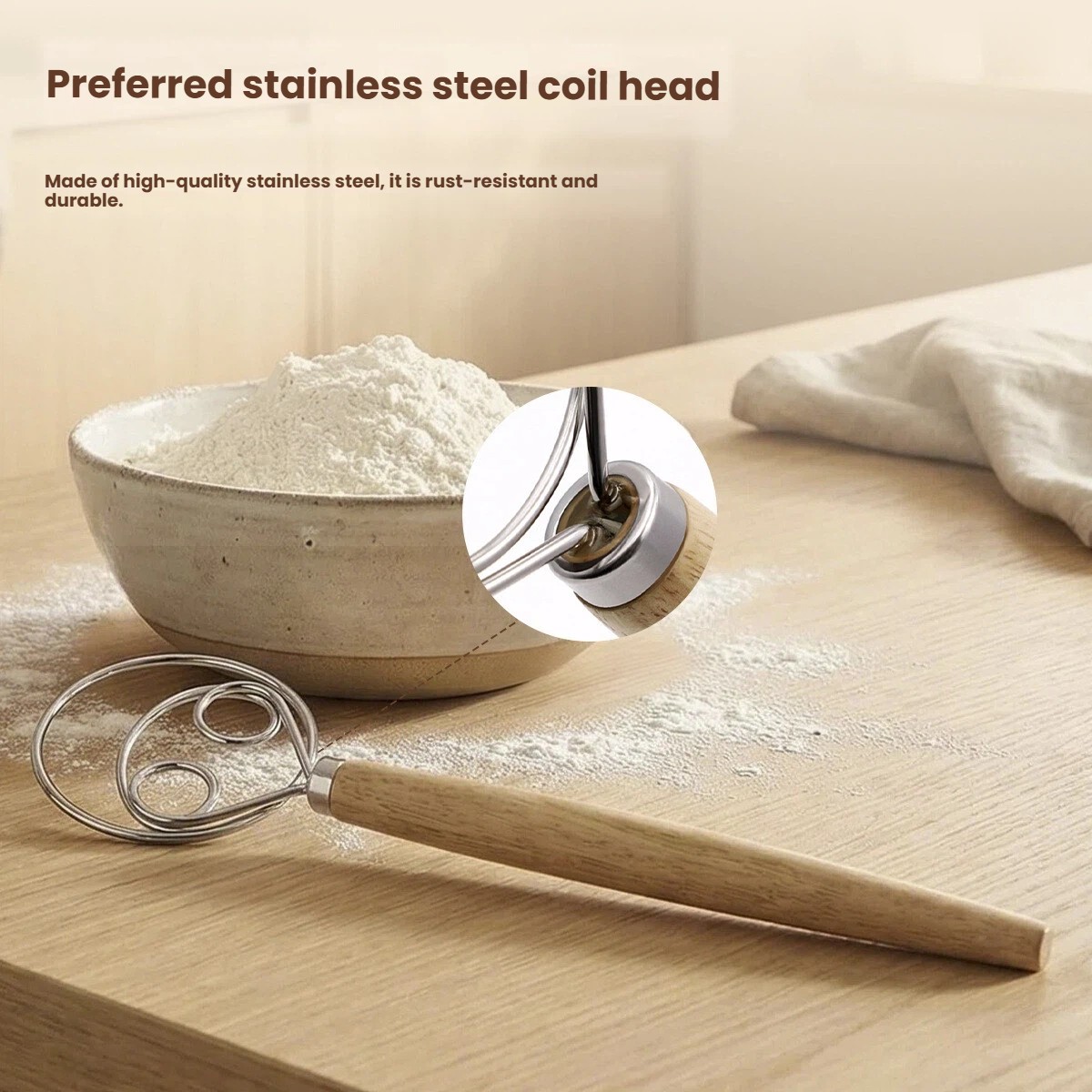 Dough Whisk Large Wood Handle  - огляд і ціна Danish Pancake Pan