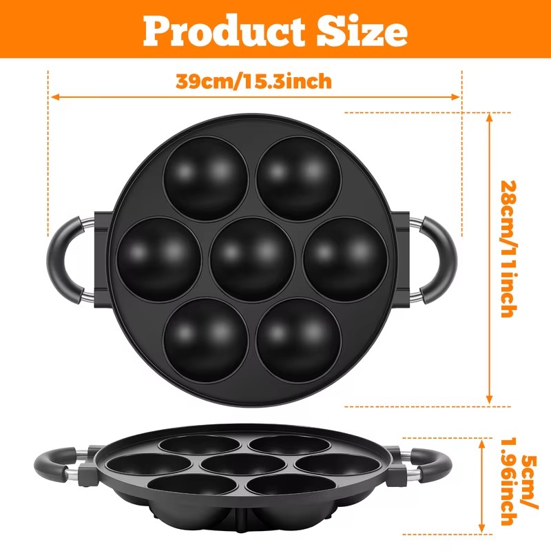 7-Cavity Aluminum Mold for Pan - огляд і ціна Egg Waffle Pan